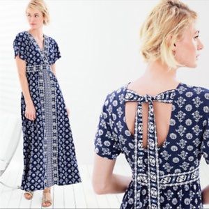 Elegant Navy Blue Floral Maxi Dress